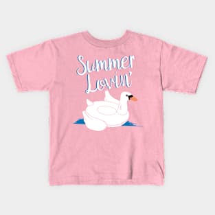 Summer Lovin Swan Pool Float Kids T-Shirt